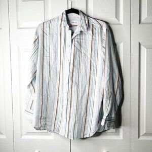 Samsoe Samsoe Alfrida Pastel Blue Striped Button Front Shirt Women's Size XXS